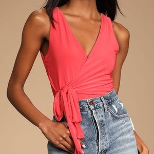 Lulus Pink Wrap Bodysuit